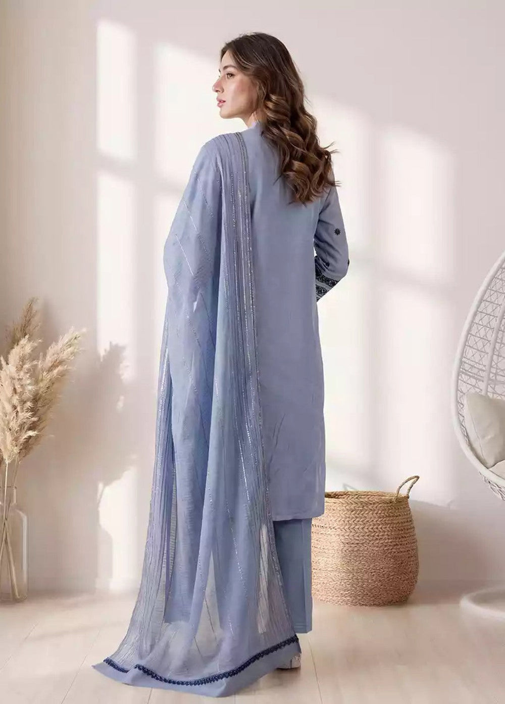 Salitex Women RTW Embroidered Slub 3 Piece Suit EUAL3PELP181 Casual Collection