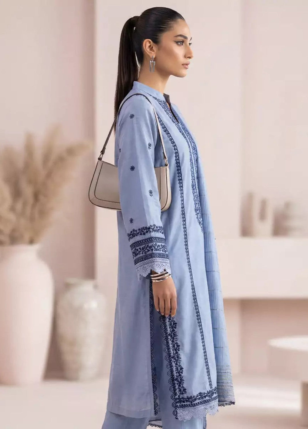 Salitex Women RTW Embroidered Slub 3 Piece Suit EUAL3PELP181 Casual Collection