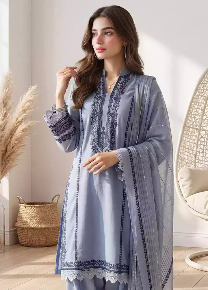 Salitex Women RTW Embroidered Slub 3 Piece Suit EUAL3PELP181 Casual Collection