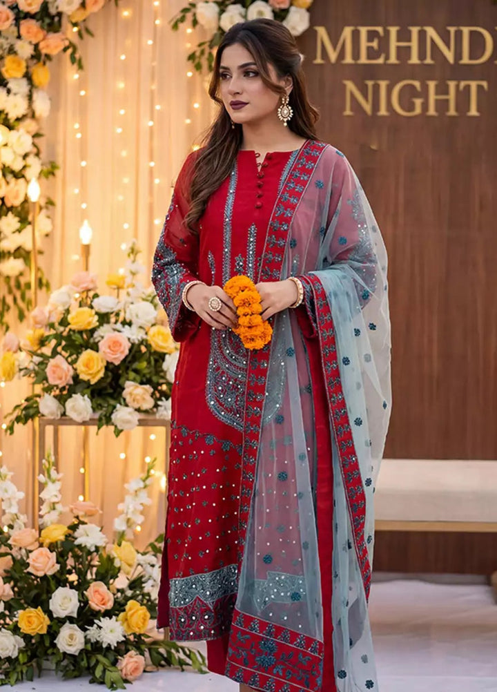 Salitex Women RTW Embroidered Cotton Net 3 Piece Suit SPL3PEF070 Casual Collection