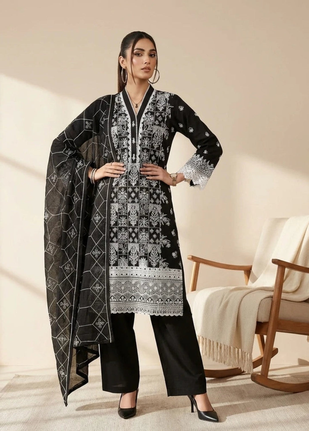 Salitex Women RTW Embroidered Cambric 3 Piece Suit PML3PBC289 Casual Collection