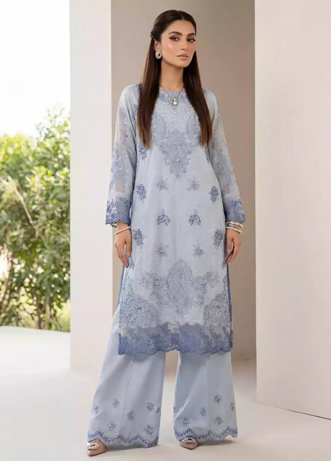Salitex Women RTW Embroidered Raw Silk 2 Piece Suit EUAL2PELP213 Casual Collection