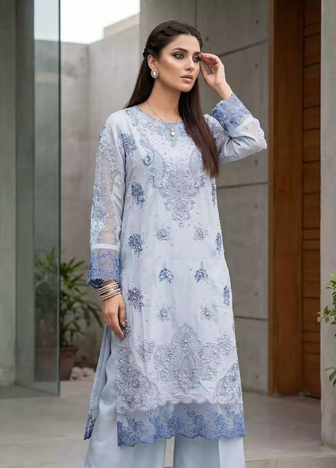 Salitex Women RTW Embroidered Raw Silk 2 Piece Suit EUAL2PELP213 Casual Collection