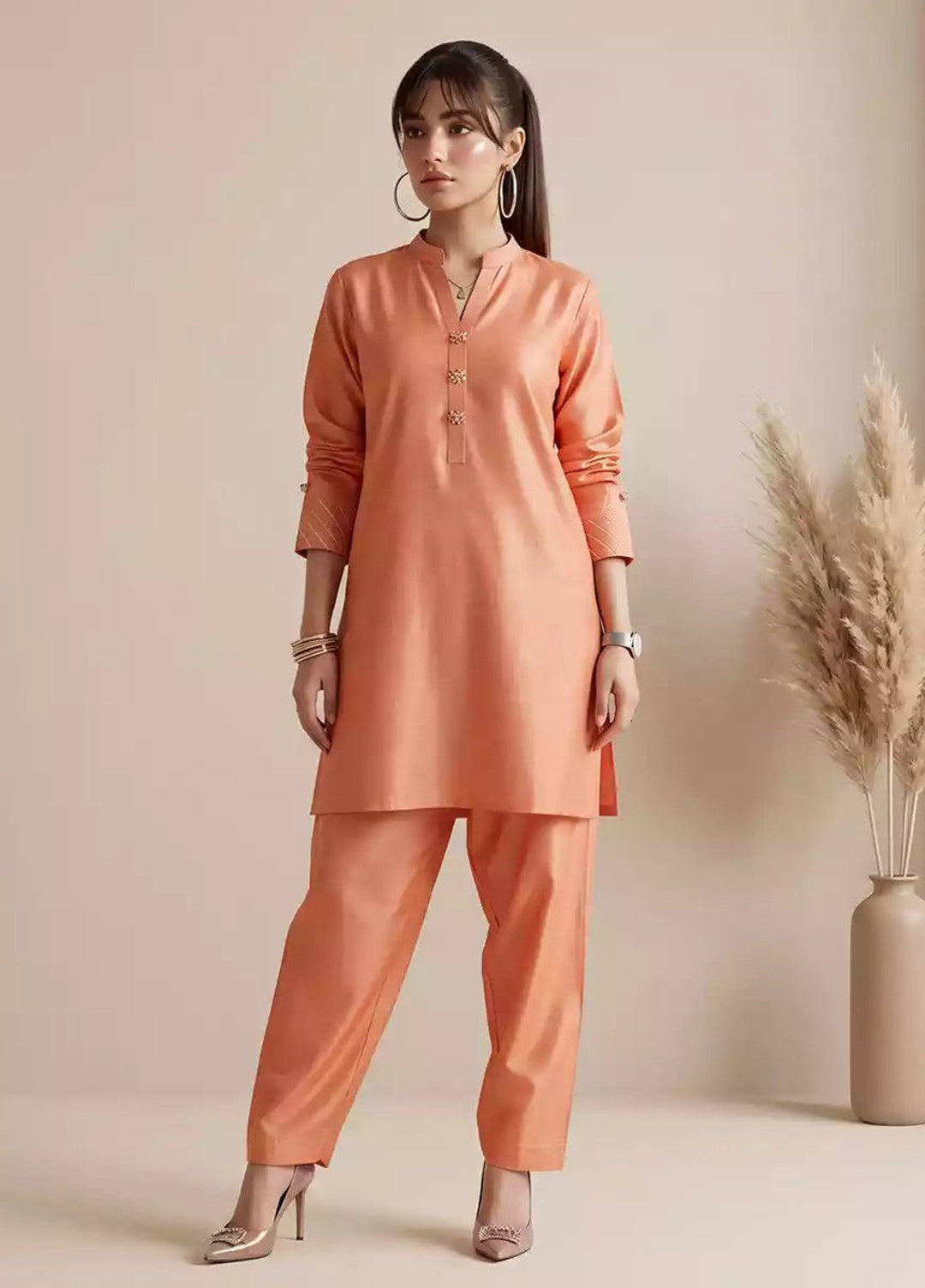Salitex Women RTW Solids Dyed Yarn 2 Piece Suit WP7L1PBE557 Casual Collection