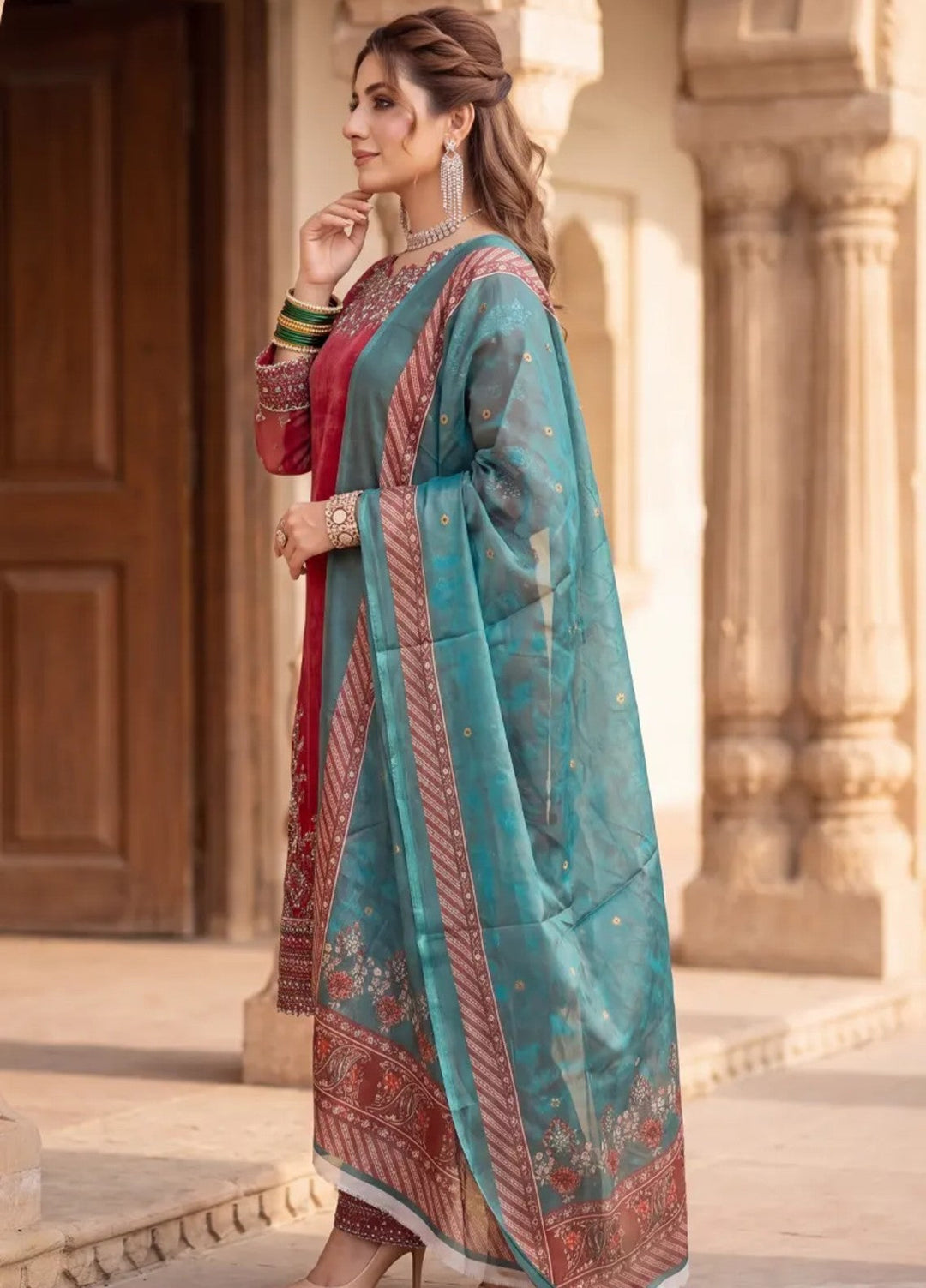 Salitex Women Unstitched Embroidered Organza 3 Piece Suit SUNS8JI517 Festive Collection