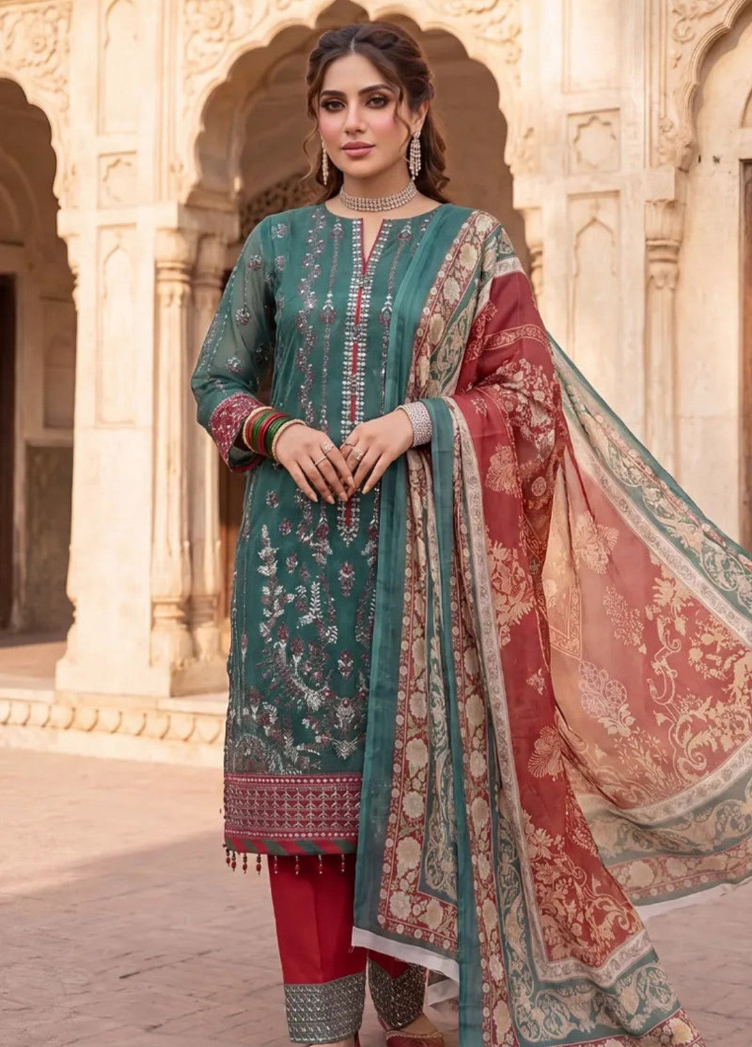 Salitex Women Unstitched Embroidered Organza 3 Piece Suit SUNS8JI514 Festive Collection