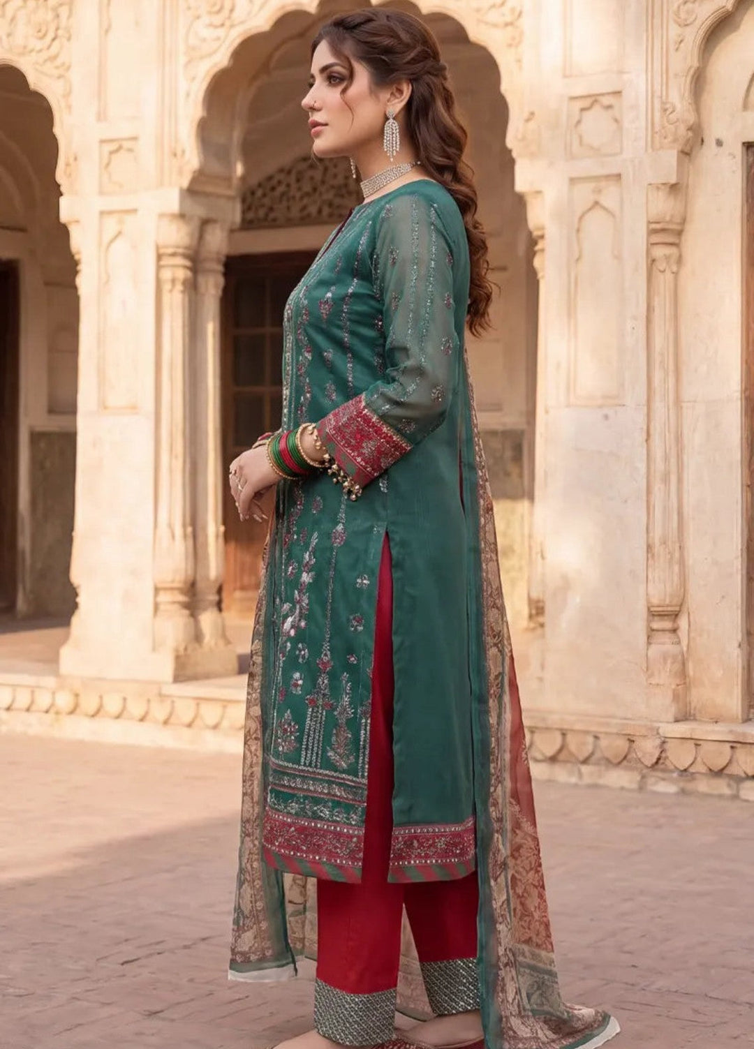 Salitex Women Unstitched Embroidered Organza 3 Piece Suit SUNS8JI514 Festive Collection