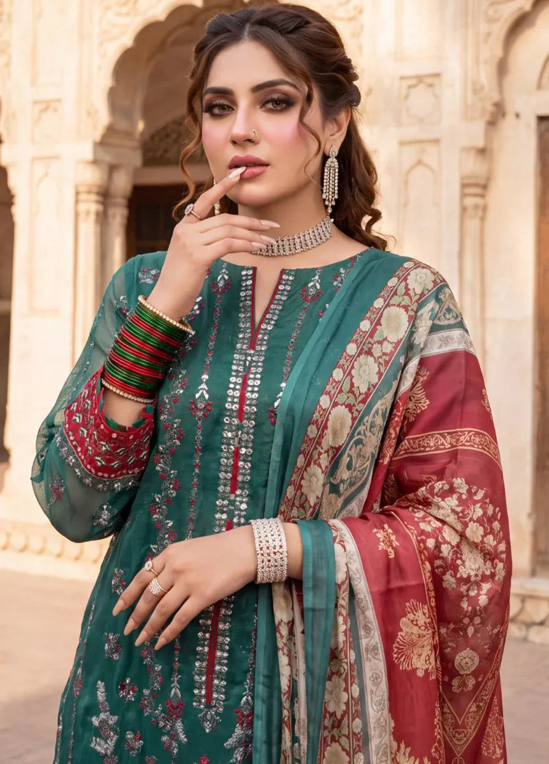 Salitex Women Unstitched Embroidered Organza 3 Piece Suit SUNS8JI514 Festive Collection
