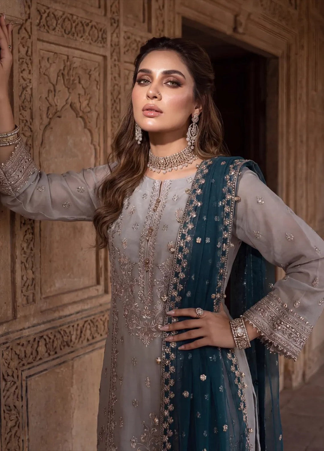 Salitex Women Unstitched Embroidered Organza 3 Piece Suit SUNS8JI507 Festive Collection