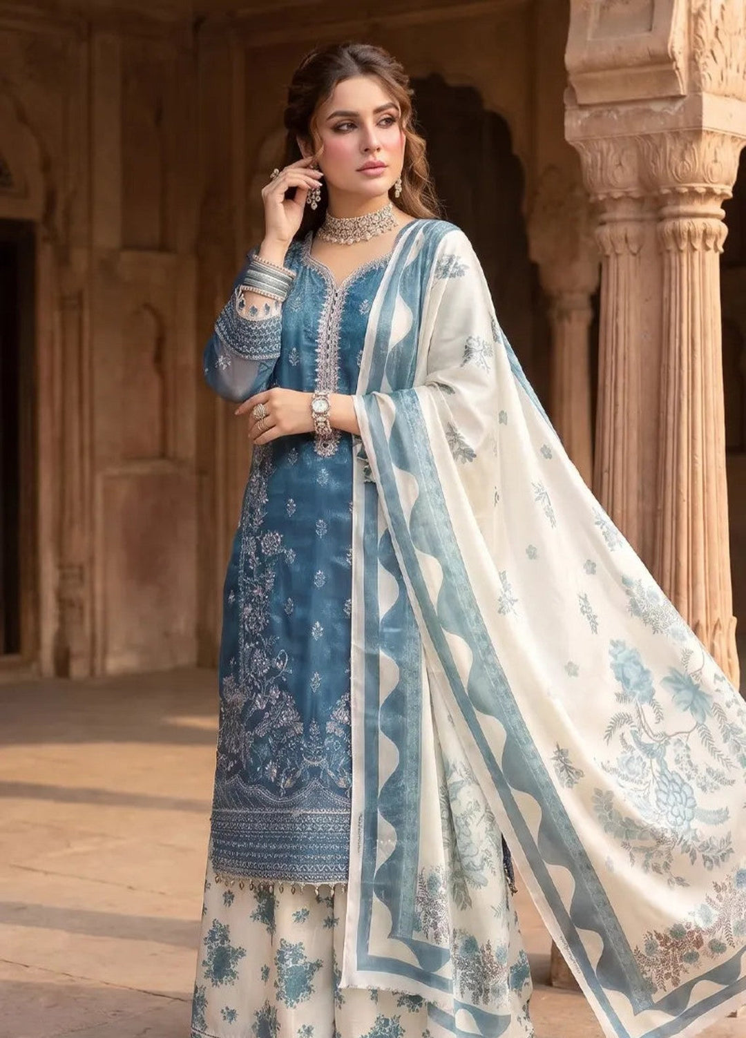 Salitex Women Unstitched Embroidered Organza 3 Piece Suit SUNS8JI509 Festive Collection
