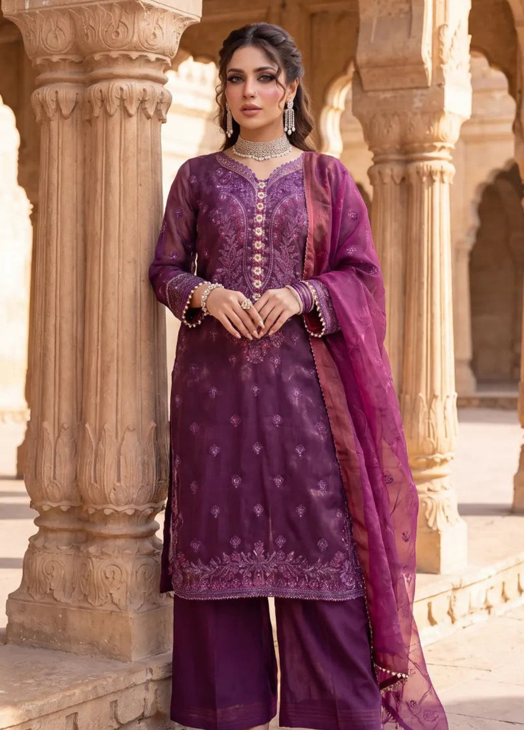 Salitex Women Unstitched Embroidered Organza 3 Piece Suit SUNS8JI510 Festive Collection