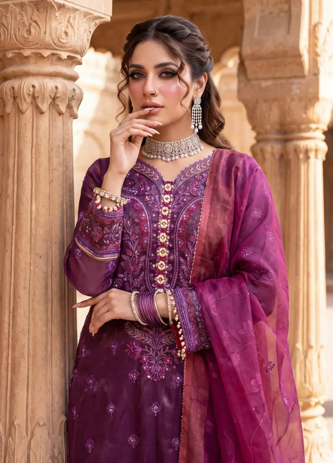 Salitex Women Unstitched Embroidered Organza 3 Piece Suit SUNS8JI510 Festive Collection