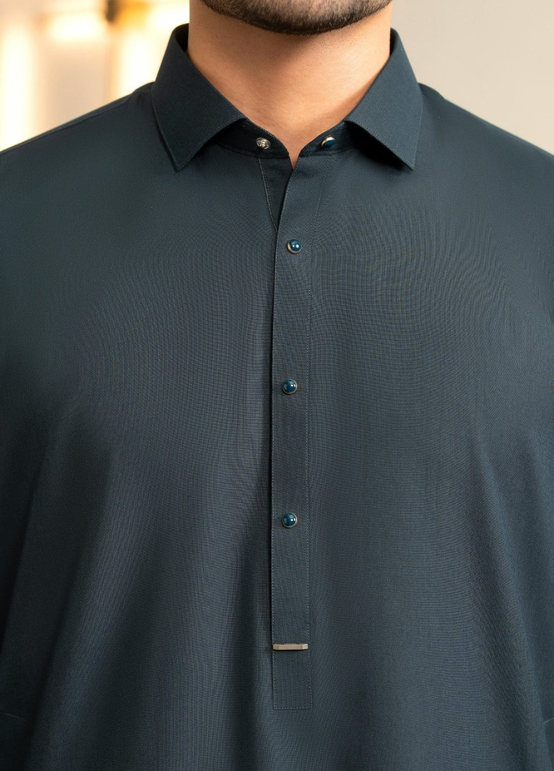 Stylish Garments Mens RTW Solids Wash N Wear Kurta Shalwar Suit Tale Green Plain Casual Collection