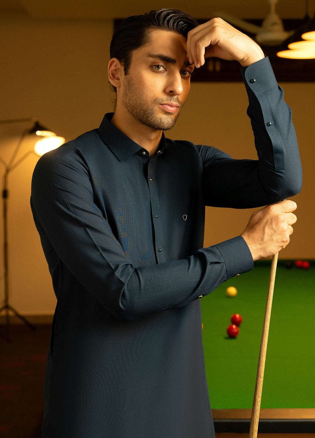 Stylish Garments Mens RTW Solids Wash N Wear Kurta Shalwar Suit Blue Plain Casual Collection