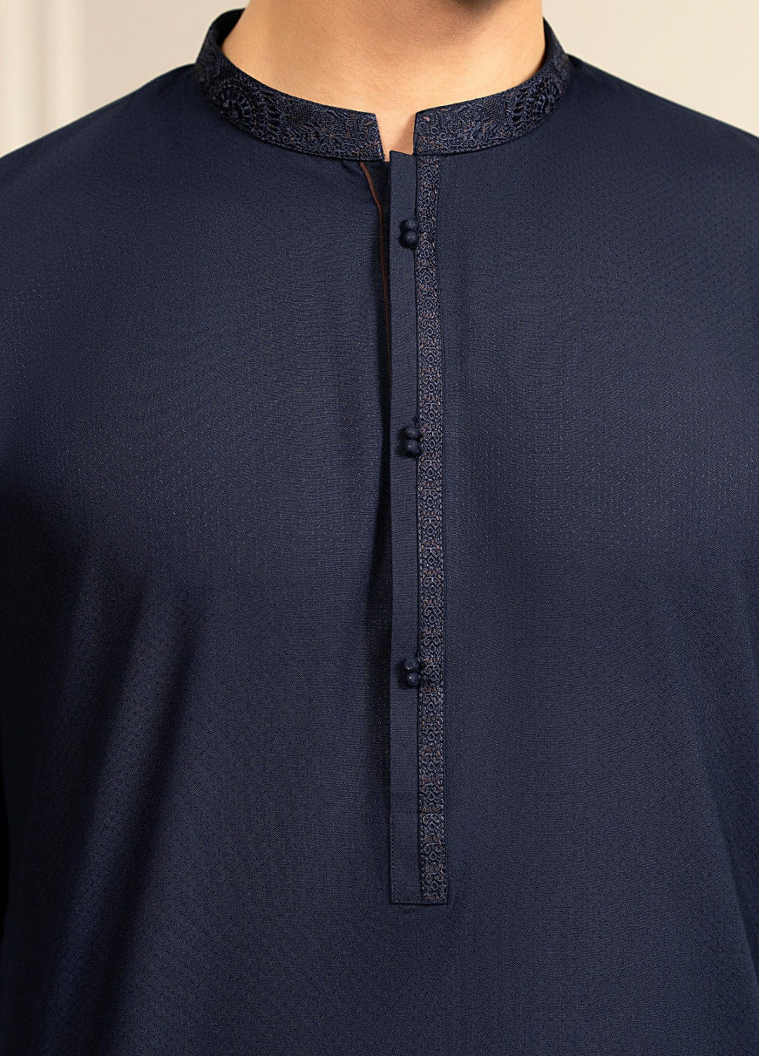 Stylish Garments Mens RTW Embroidered Wash N Wear Kurta Shalwar Suit Blue Casual Collection