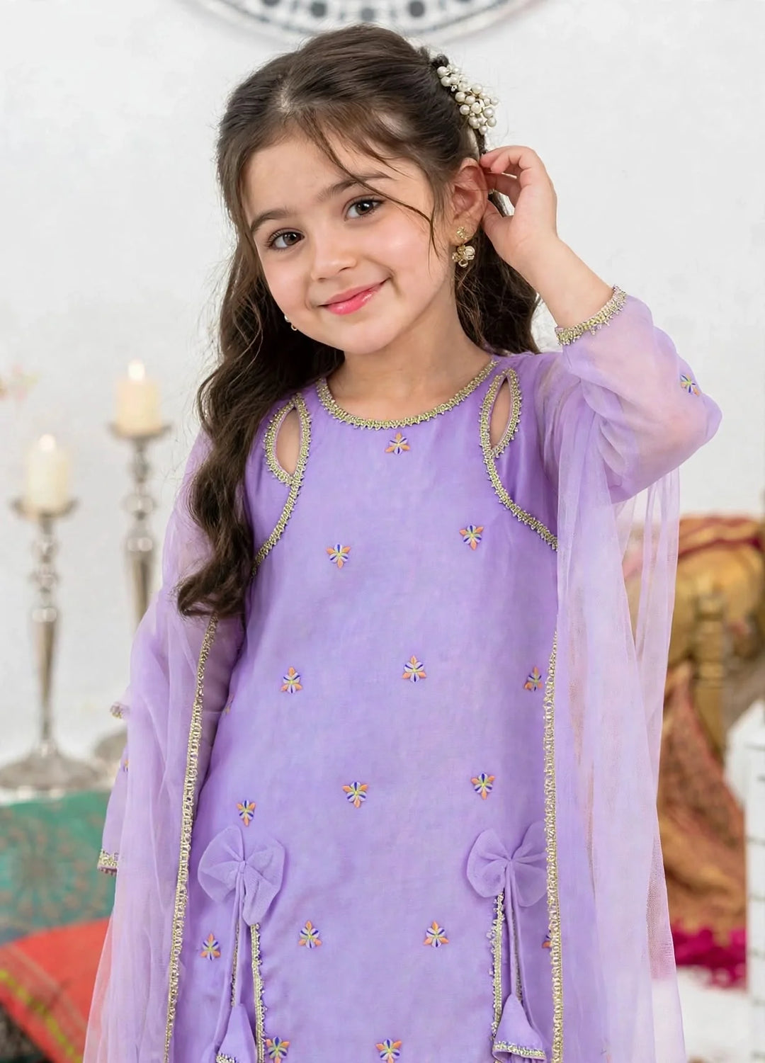 Modest Girls 3 Piece Purple Crinkle Suit
