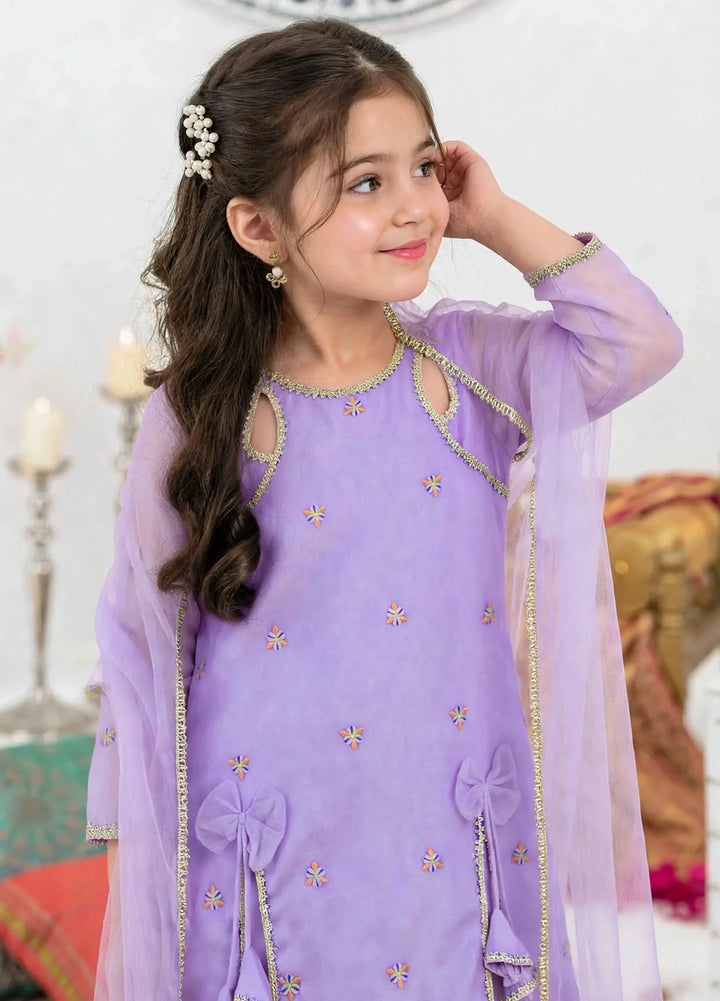 Modest Girls RTW Embroidered Crinkle 3 Piece Suit Purple A041-Prpl Festive Collection