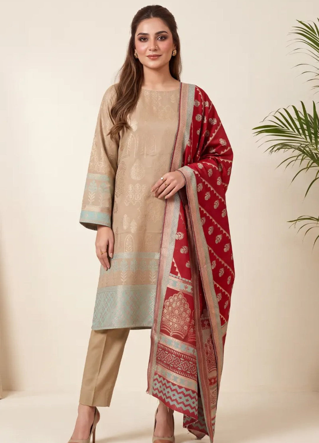 Salitex Unstitched Printed Jacquard 3 Piece Suit WP7L3PBC512 Casual Collection