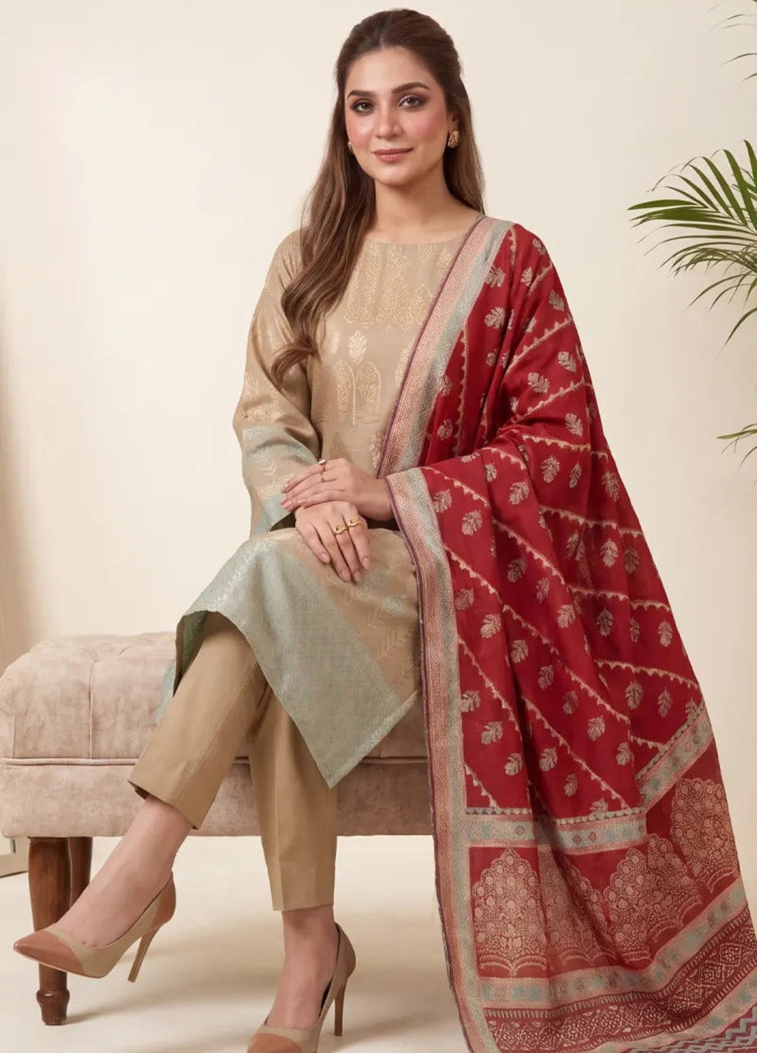 Salitex Unstitched Printed Jacquard 3 Piece Suit WP7L3PBC512 Casual Collection