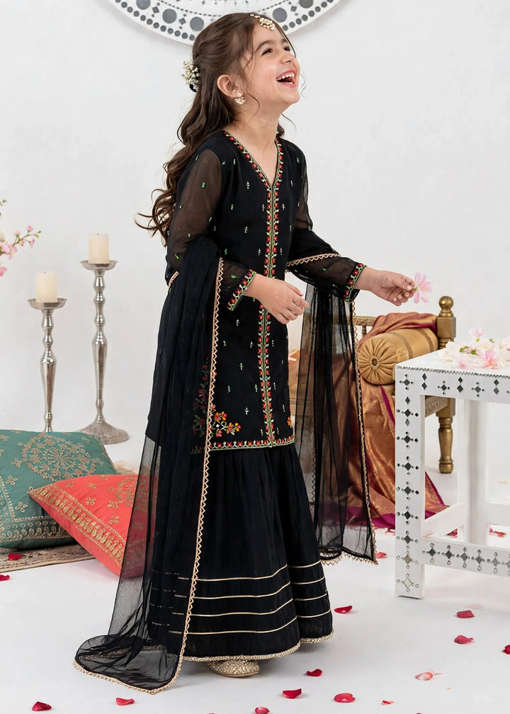 Modest Girls RTW Embroidered Crinkle 3 Piece Suit 11400-Blk Black Festive Collection