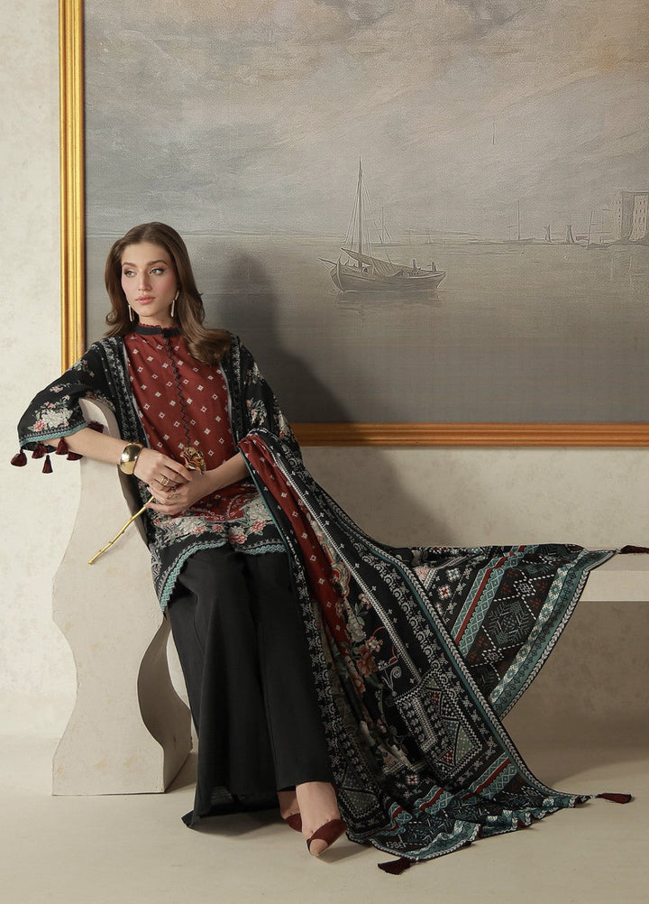 Sahar Unstitched Printed Khaddar 3 Piece Suit Duskelle Winter Collection