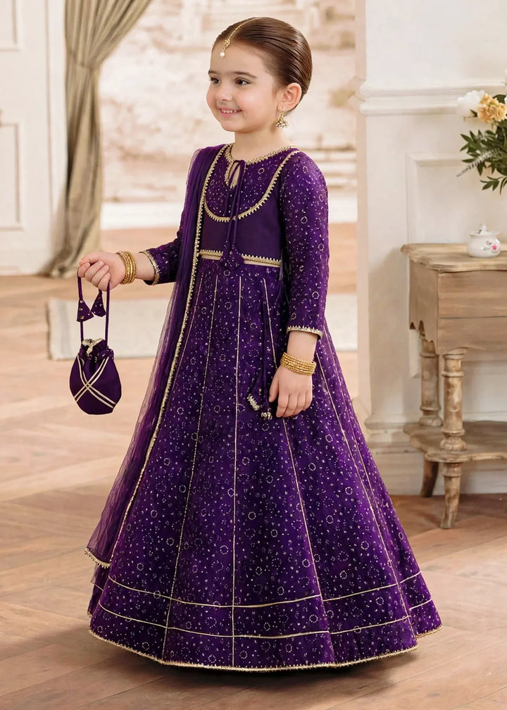 Jhilmil by Modest Girls RTW Printed Raw Silk 3 Piece Suit Purple Lehenga Festive Collection