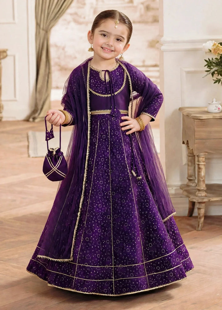 Jhilmil by Modest Girls RTW Printed Raw Silk 3 Piece Suit Purple Lehenga Festive Collection
