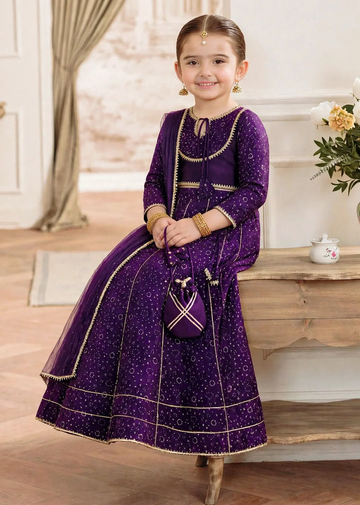 Jhilmil by Modest Girls RTW Printed Raw Silk 3 Piece Suit Purple Lehenga Festive Collection