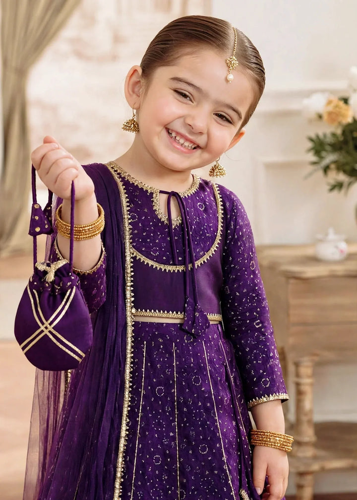 Jhilmil by Modest Girls RTW Printed Raw Silk 3 Piece Suit Purple Lehenga Festive Collection