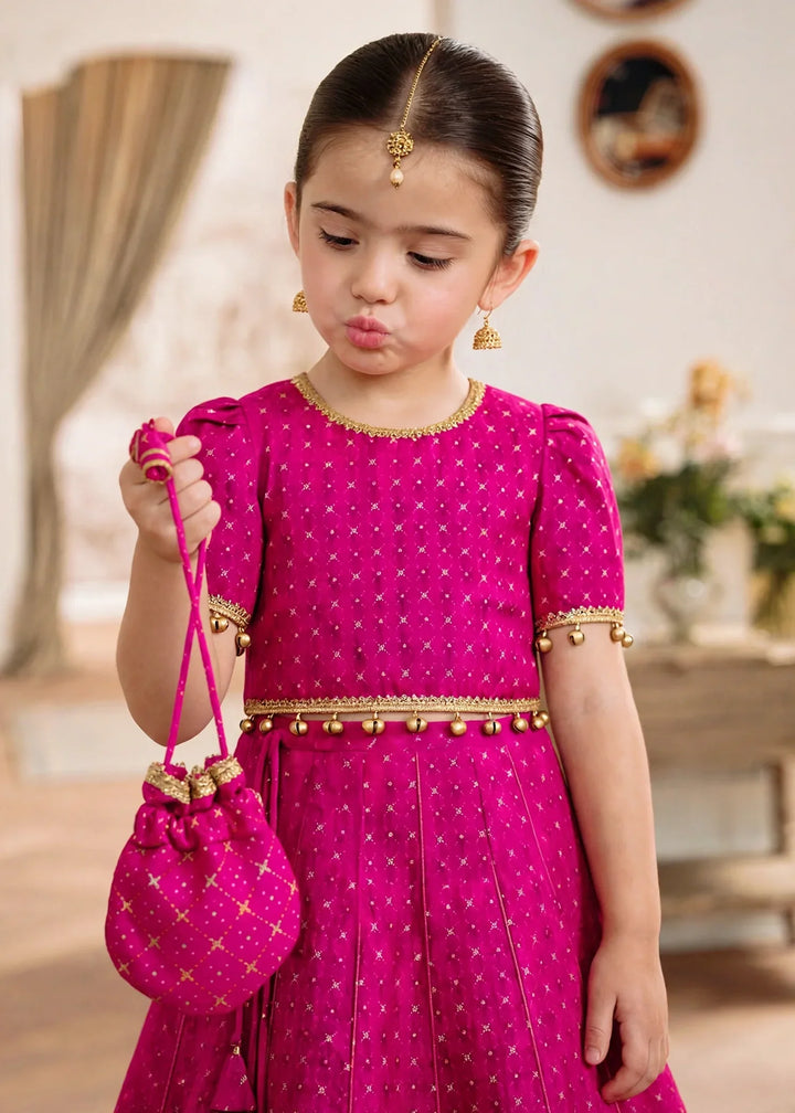 Jhilmil by Modest Girls RTW Printed Raw Silk 3 Piece Suit Pink Lehenga Festive Collection
