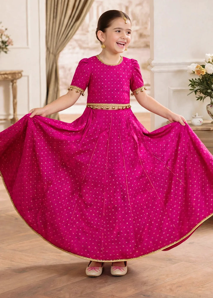 Jhilmil by Modest Girls RTW Printed Raw Silk 3 Piece Suit Pink Lehenga Festive Collection