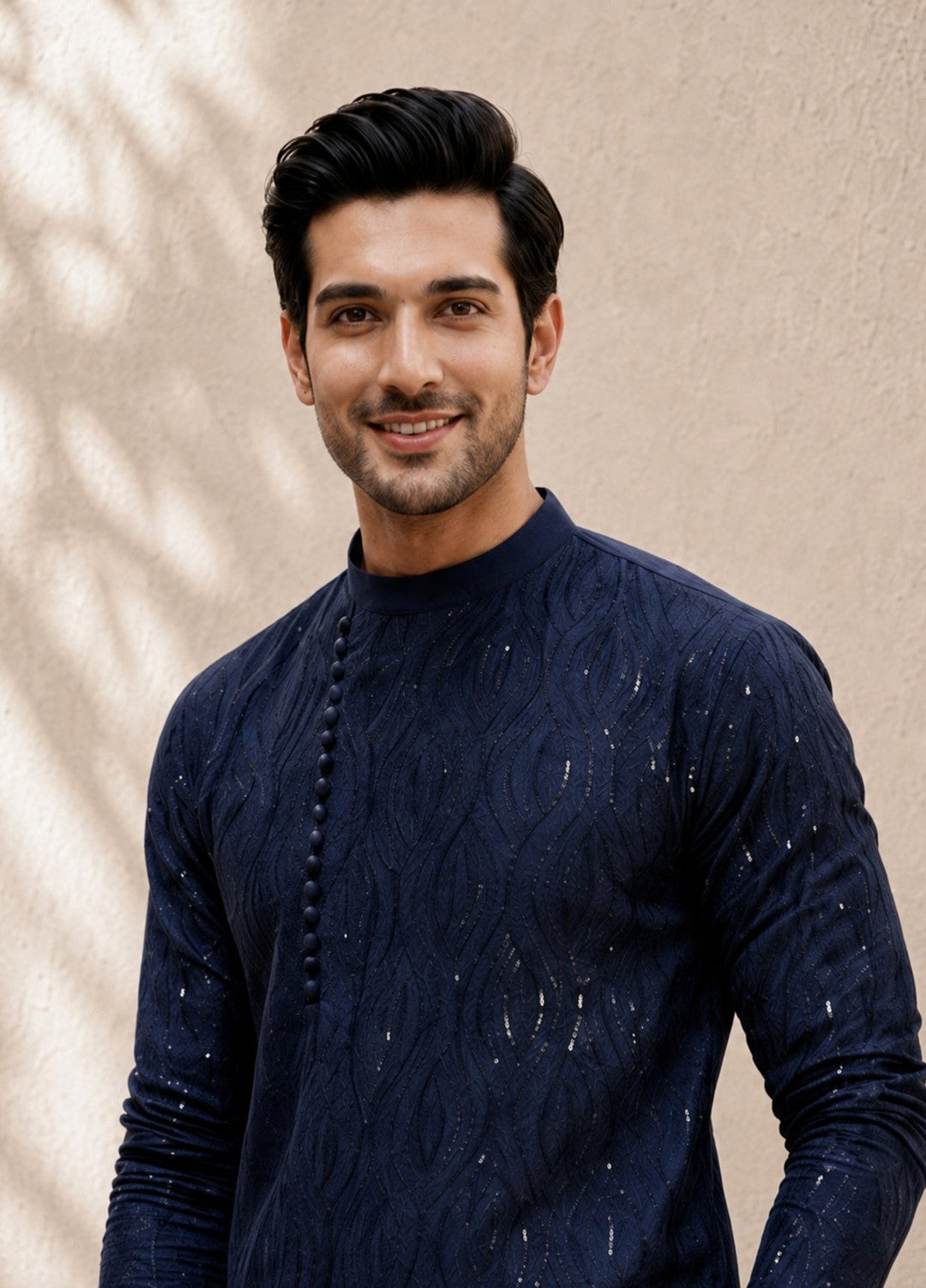 TGM Mens RTW Chikankari Chikankari Kurta Pajama Suit Eminence Blue Festive Collection