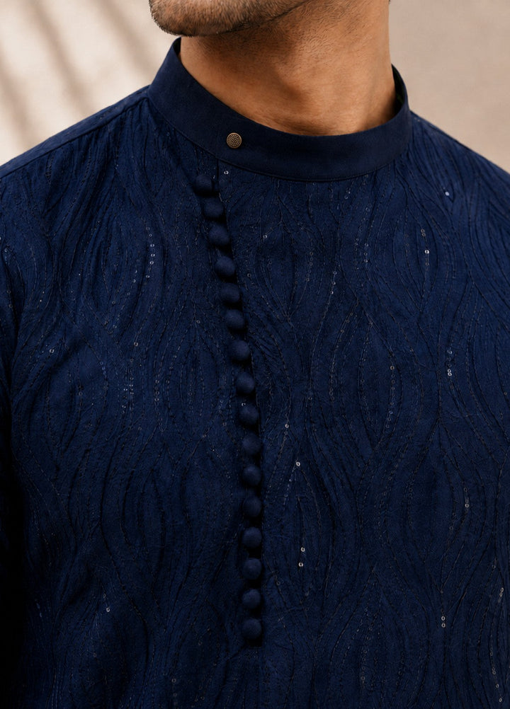 TGM Mens RTW Chikankari Chikankari Kurta Pajama Suit Eminence Blue Festive Collection