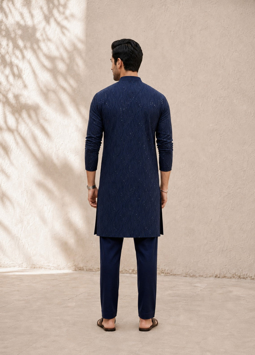 TGM Mens RTW Chikankari Chikankari Kurta Pajama Suit Eminence Blue Festive Collection