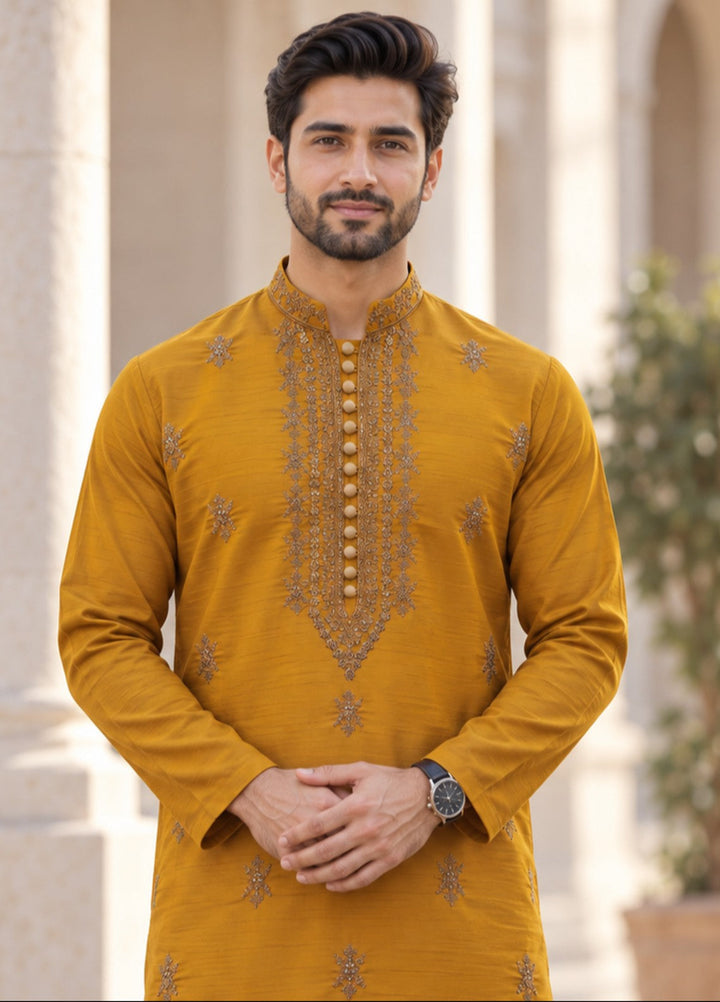 TGM Mens RTW Chikankari Chikankari Kurta Pajama Suit Aeron Rust Festive Collection