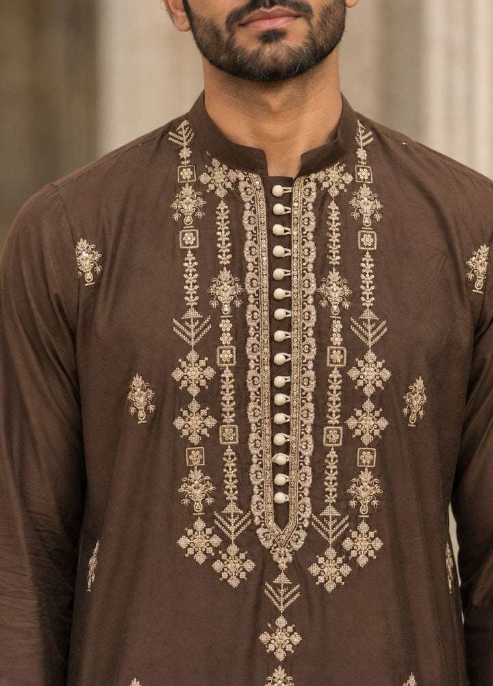 TGM Mens RTW Chikankari Chikankari Kurta Pajama Suit Elvar Brown Festive Collection
