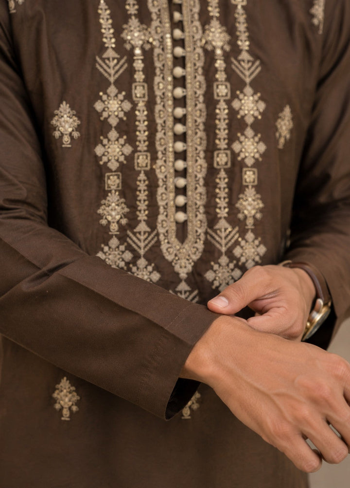 TGM Mens RTW Chikankari Chikankari Kurta Pajama Suit Elvar Brown Festive Collection