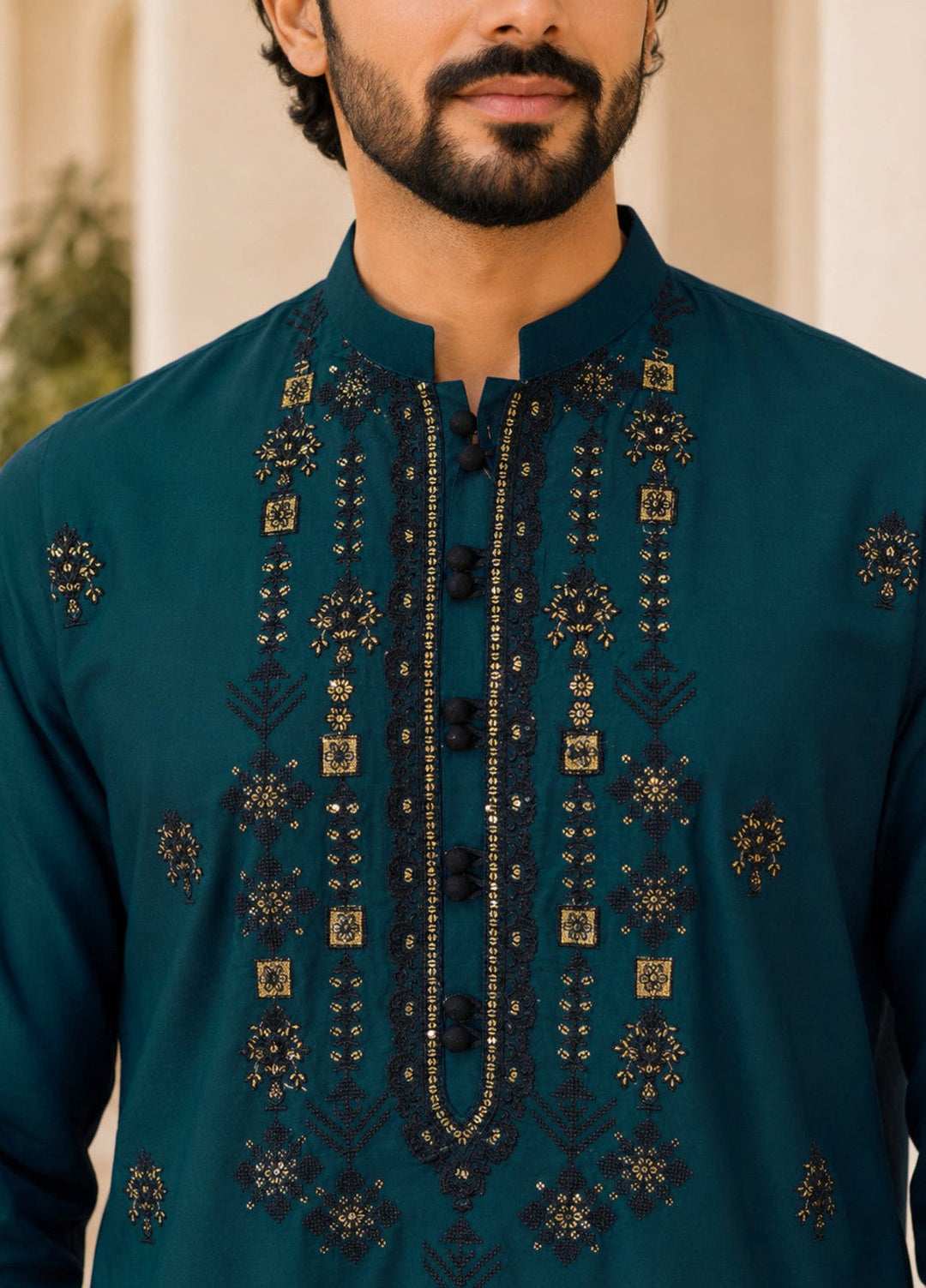 TGM Mens RTW Chikankari Chikankari Kurta Pajama Suit Elvar Teal Festive Collection
