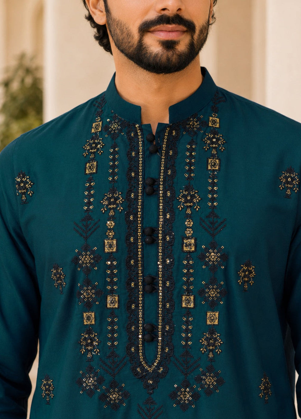 TGM Mens RTW Chikankari Chikankari Kurta Pajama Suit Elvar Teal Festive Collection