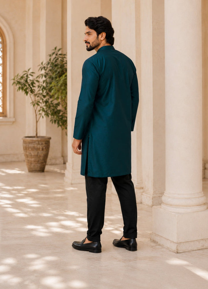 TGM Mens RTW Chikankari Chikankari Kurta Pajama Suit Elvar Teal Festive Collection