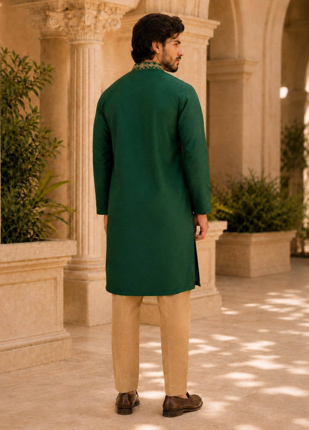 TGM Mens RTW Chikankari Chikankari Kurta Pajama Suit Aeron Green Festive Collection
