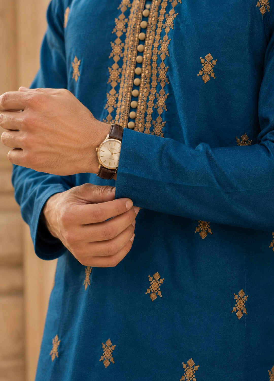TGM Mens RTW Chikankari Chikankari Kurta Pajama Suit Aeron Blue Festive Collection
