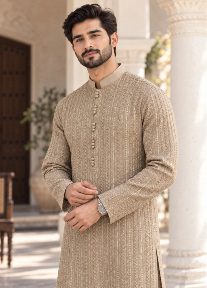 TGM Mens RTW Chikankari Chikankari Kurta Pajama Suit Titan Beige Festive Collection