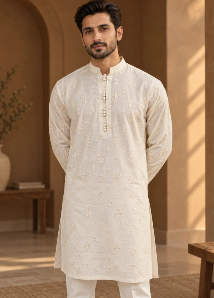 TGM Mens RTW Chikankari Chikankari Kurta Pajama Suit Titan Pearl Festive Collection