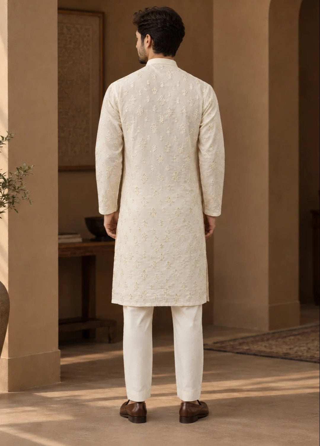 TGM Mens RTW Chikankari Chikankari Kurta Pajama Suit Titan Pearl Festive Collection