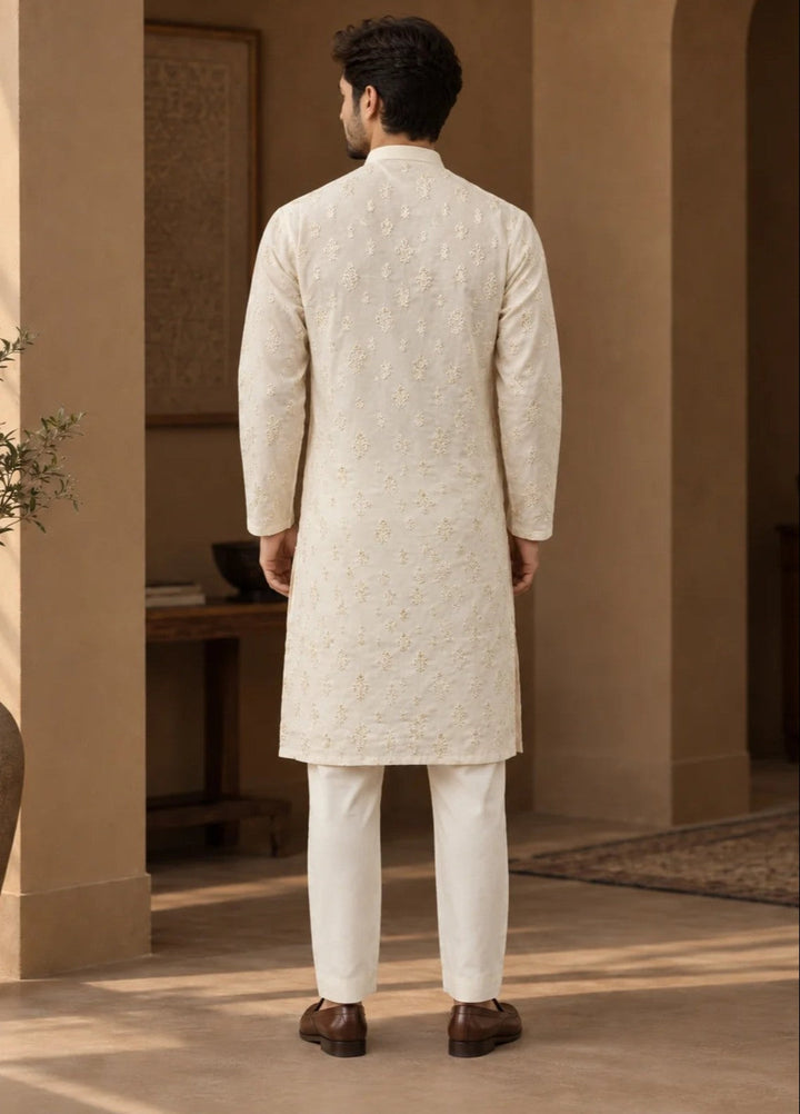 TGM Mens RTW Chikankari Chikankari Kurta Pajama Suit Titan Pearl Festive Collection