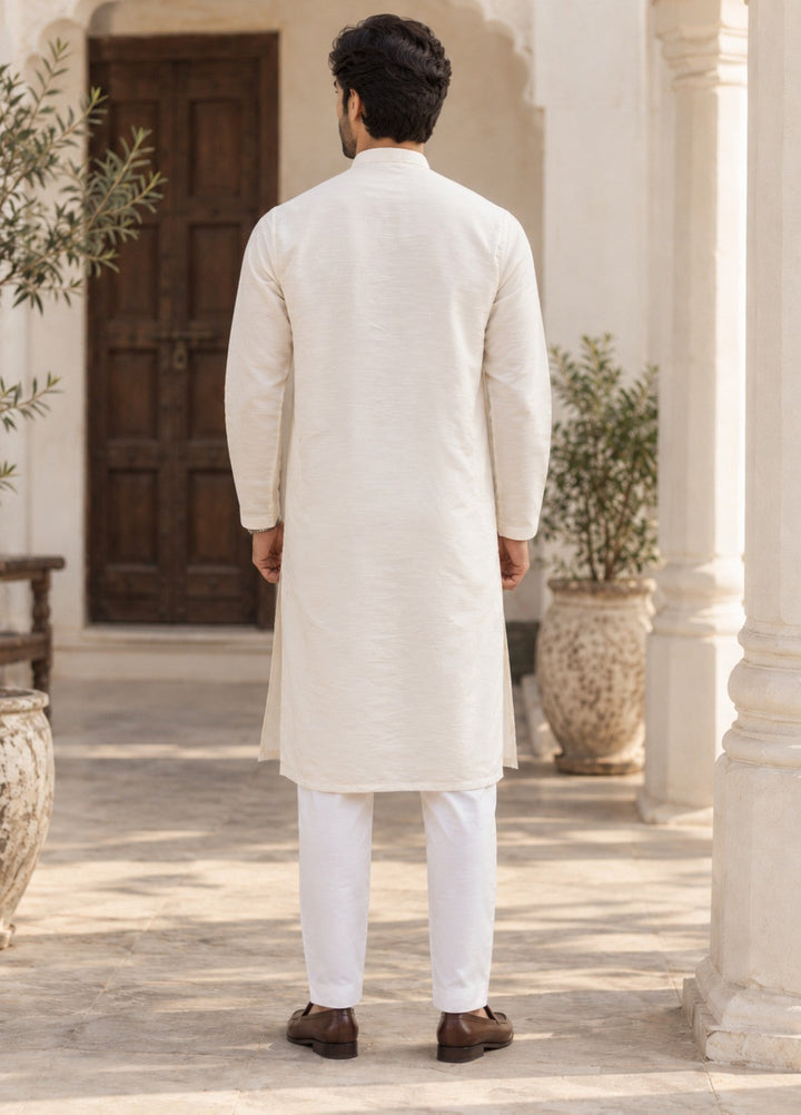TGM Mens RTW Chikankari Chikankari Kurta Pajama Suit White Prism Festive Collection