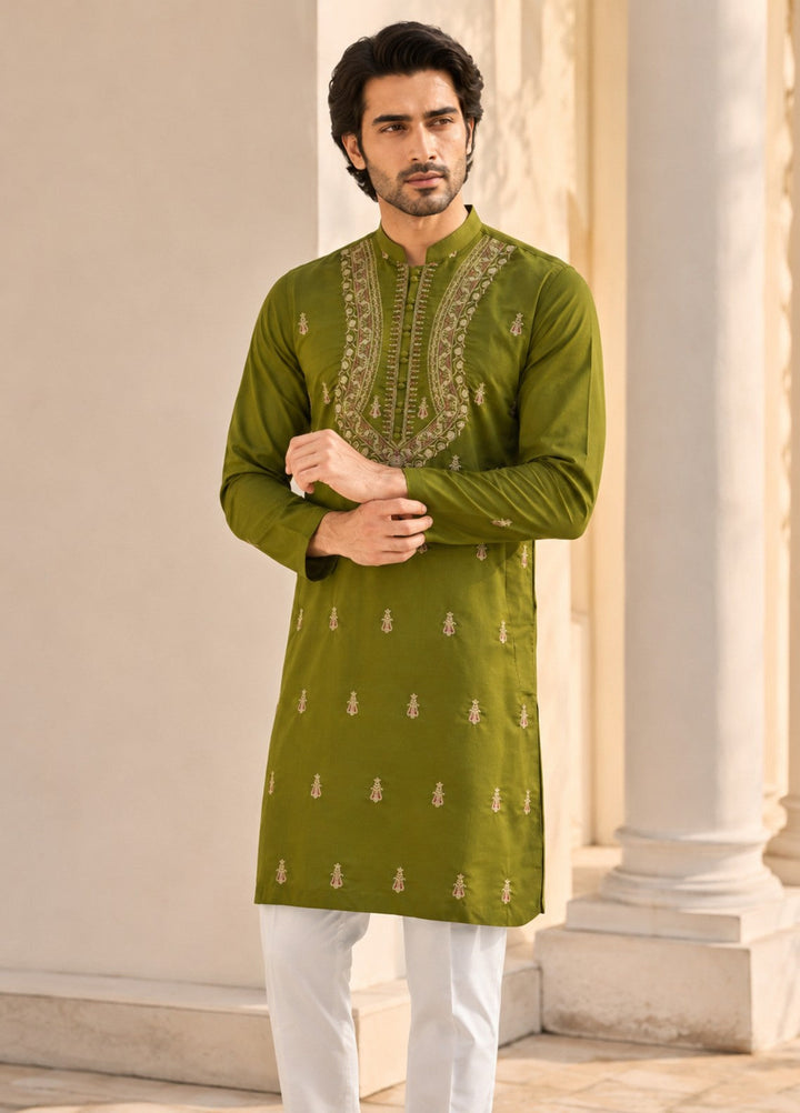 TGM Mens RTW Chikankari Chikankari Kurta Pajama Suit Vian Green Festive Collection