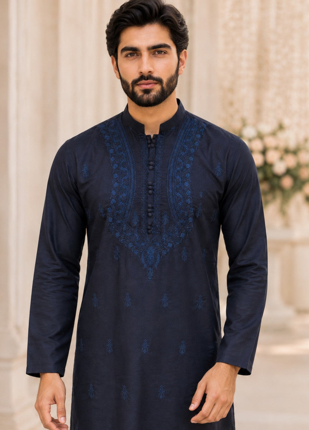 TGM Mens RTW Chikankari Chikankari Kurta Pajama Suit Vian Blue Festive Collection