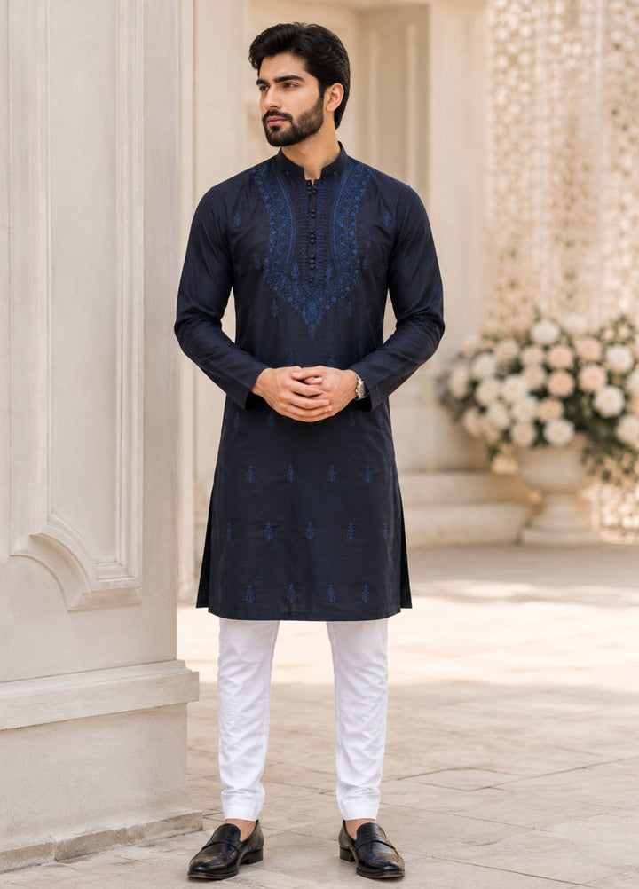 TGM Mens RTW Chikankari Chikankari Kurta Pajama Suit Vian Blue Festive Collection